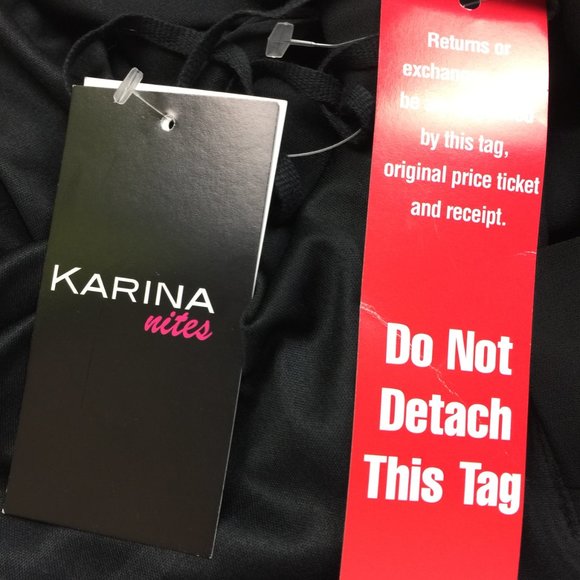 New! Karina Nites Formal Maxi Dress Sz 10 Womans Black Cowl Neck Spaghetti - Picture 3 of 15